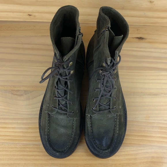 BED STU Men’s 9 Soft Suede Dark Army Green Burnished Leather Distressed Boots - Picture 6 of 9